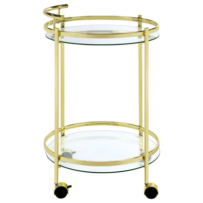 Chrissy 2-tier Round Glass Bar Cart Brass