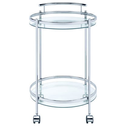 Chrissy 2-tier Round Glass Bar Cart Chrome