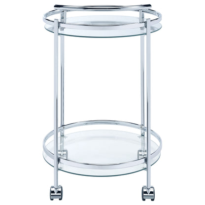 Chrissy 2-tier Round Glass Bar Cart Chrome