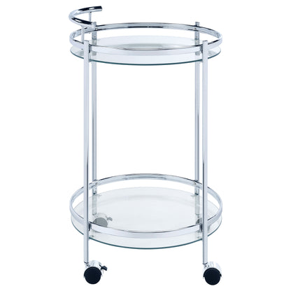 Chrissy 2-tier Round Glass Bar Cart Chrome