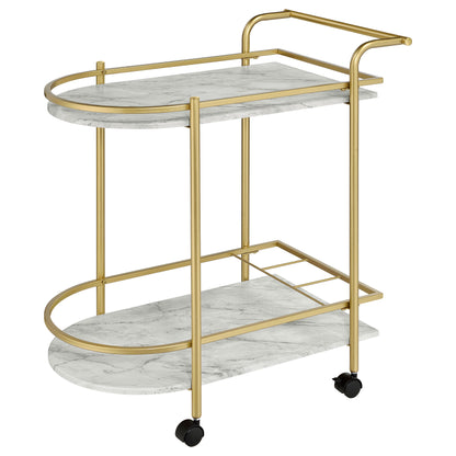 Desiree 2-tier Bar Cart with Casters Gold