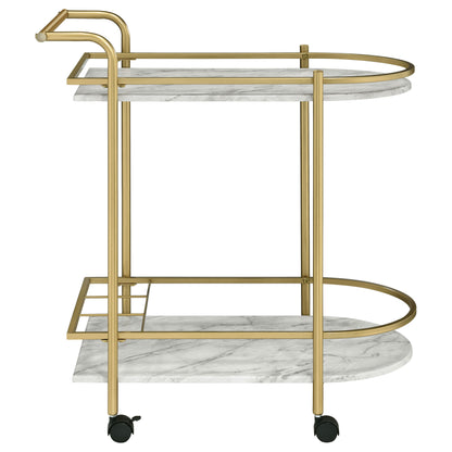 Desiree 2-tier Bar Cart with Casters Gold