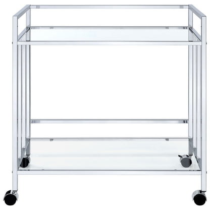 Cara Rectangular Glass Bar Cart Chrome