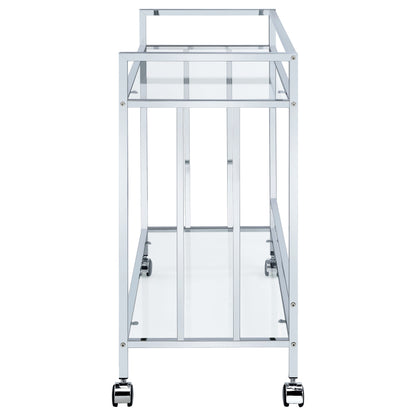 Cara Rectangular Glass Bar Cart Chrome