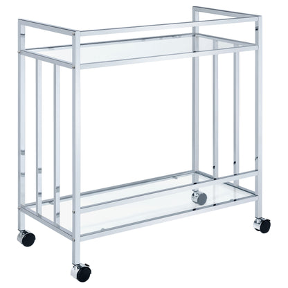 Cara Rectangular Glass Bar Cart Chrome