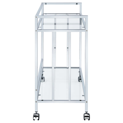 Cara Rectangular Glass Bar Cart Chrome