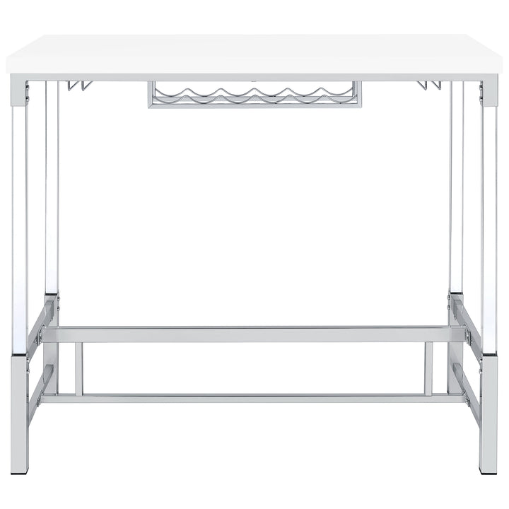 Norcrest Pub Height Bar Table with Acrylic Legs and Wine Storage White High Gloss