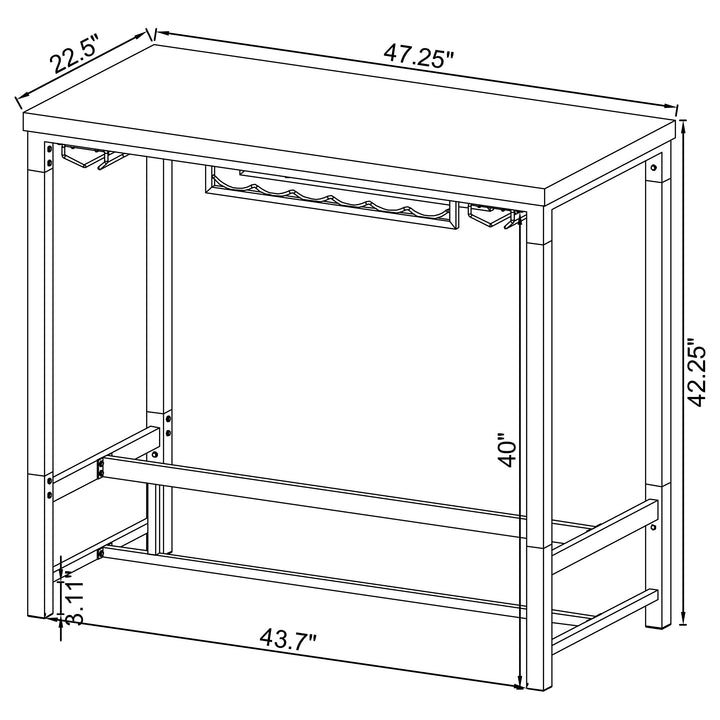 Norcrest Pub Height Bar Table with Acrylic Legs and Wine Storage White High Gloss