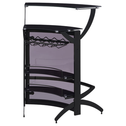 Dallas 2-shelf Home Bar Smoked and Black Glass