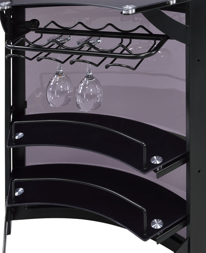 Dallas 2-shelf Home Bar Smoked and Black Glass