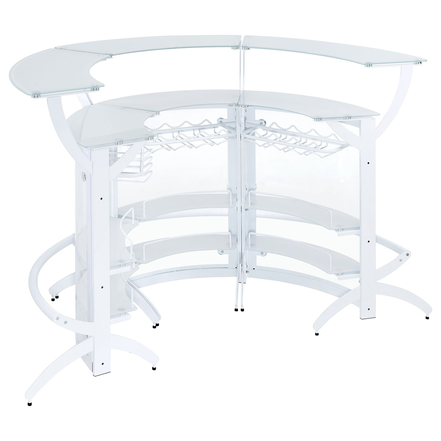 Dallas 2-shelf Curved Home Bar White and Frosted Glass (Set of 3)