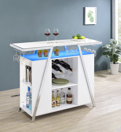 Araceli Home Bar Wine Cabinet White High Gloss and Chrome