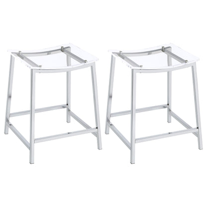 Jovani Acrylic Backless Counter Height Bar Stools Clear and Chrome (Set of 2)