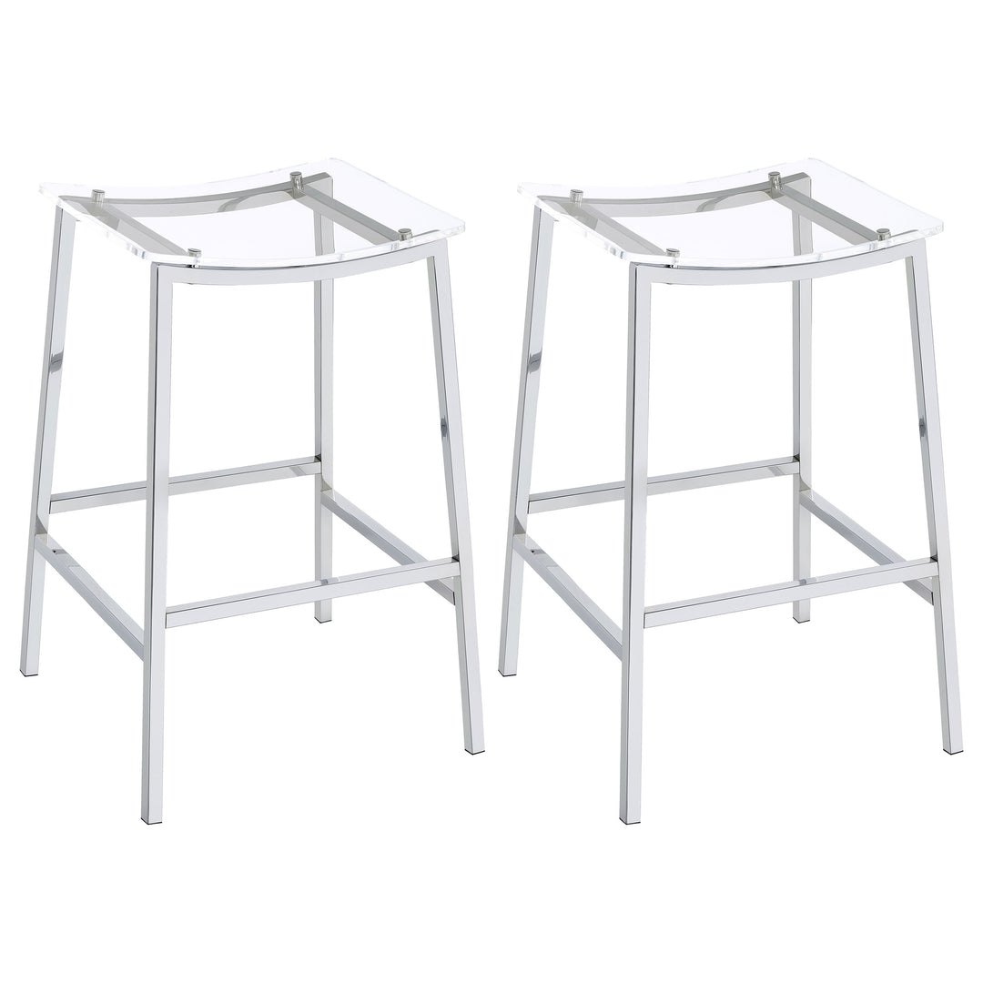 Jovani Acrylic Backless Bar Stools Clear and Chrome (Set of 2)