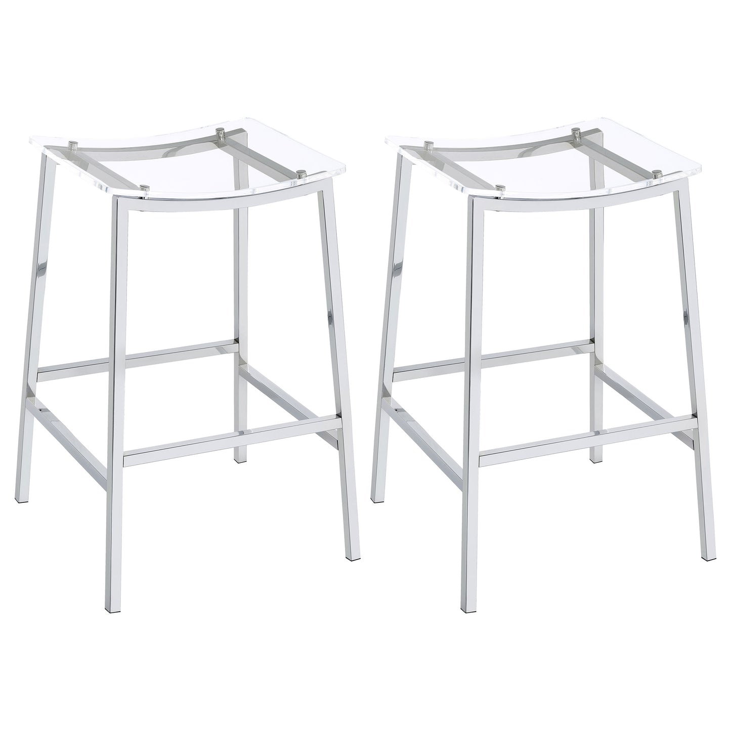 Jovani Acrylic Backless Bar Stools Clear and Chrome (Set of 2)