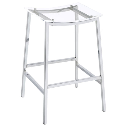 Jovani Acrylic Backless Bar Stools Clear and Chrome (Set of 2)