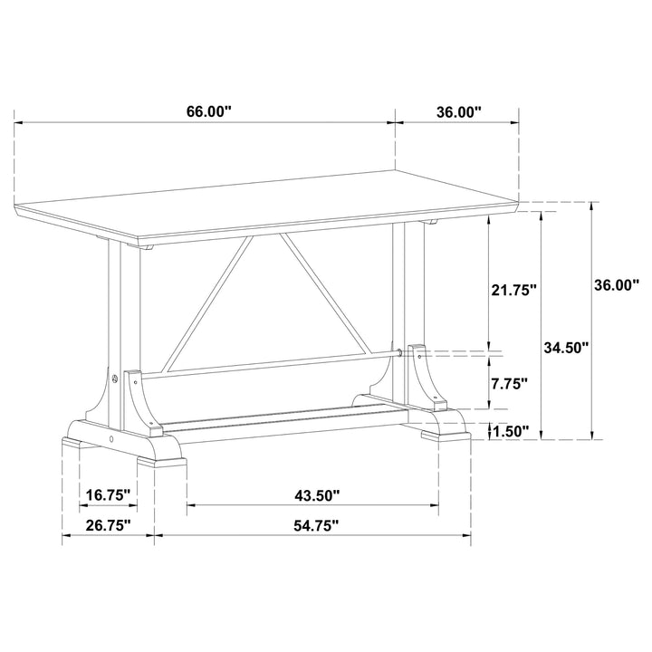 Aldrich Counter Height Trestle Base Dining Table with Genuine White Marble Top and Dark Brown