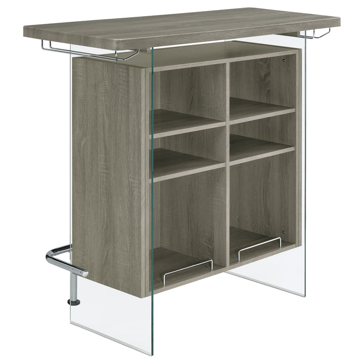 Acosta Rectangular Bar Unit with Footrest and Glass Side Panels
