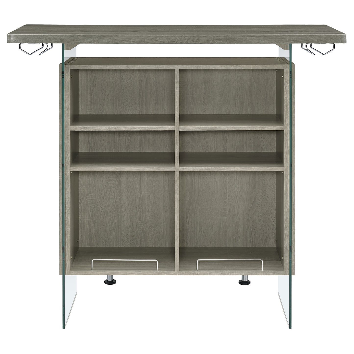 Acosta Rectangular Bar Unit with Footrest and Glass Side Panels