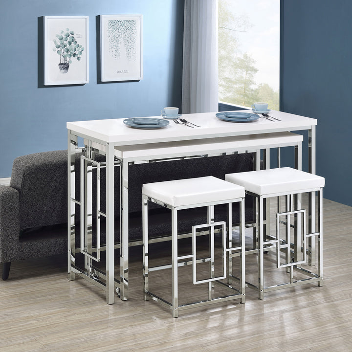 Jackson 4-piece Multipurpose Counter Height Table Set White and Chrome