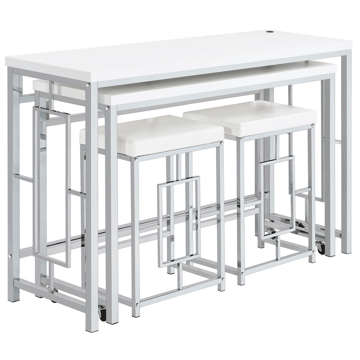 Jackson 4-piece Multipurpose Counter Height Table Set White and Chrome