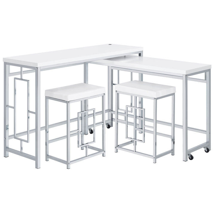 Jackson 4-piece Multipurpose Counter Height Table Set White and Chrome