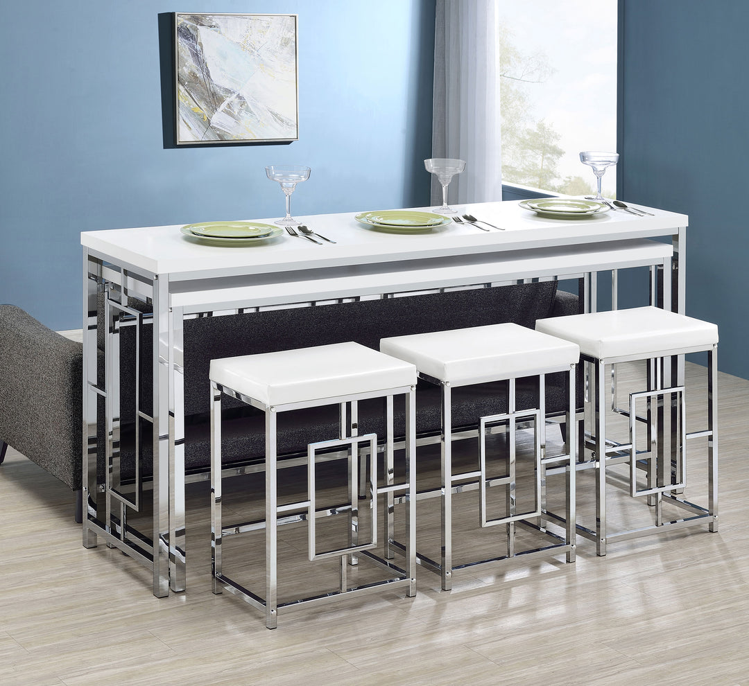 Jackson 5-piece Multipurpose Counter Height Table Set White and Chrome