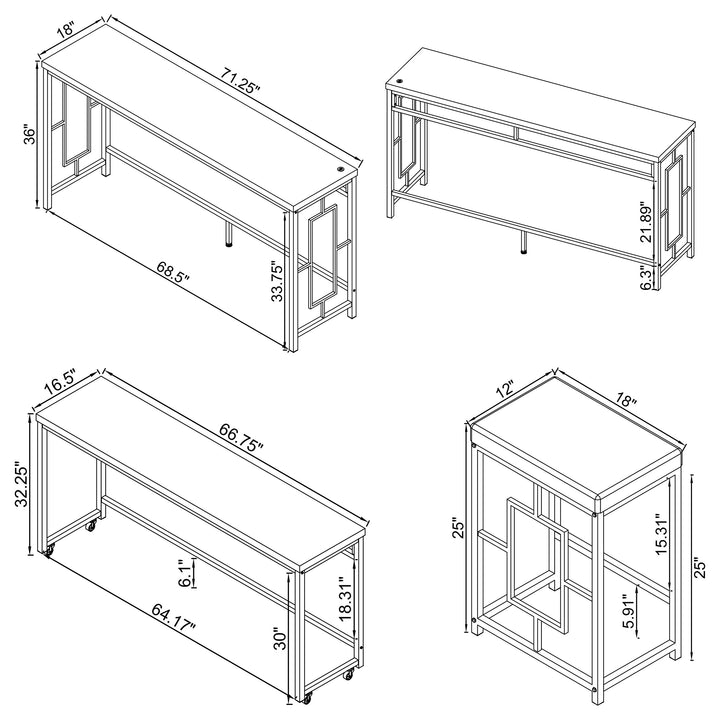 Jackson 5-piece Multipurpose Counter Height Table Set White and Chrome