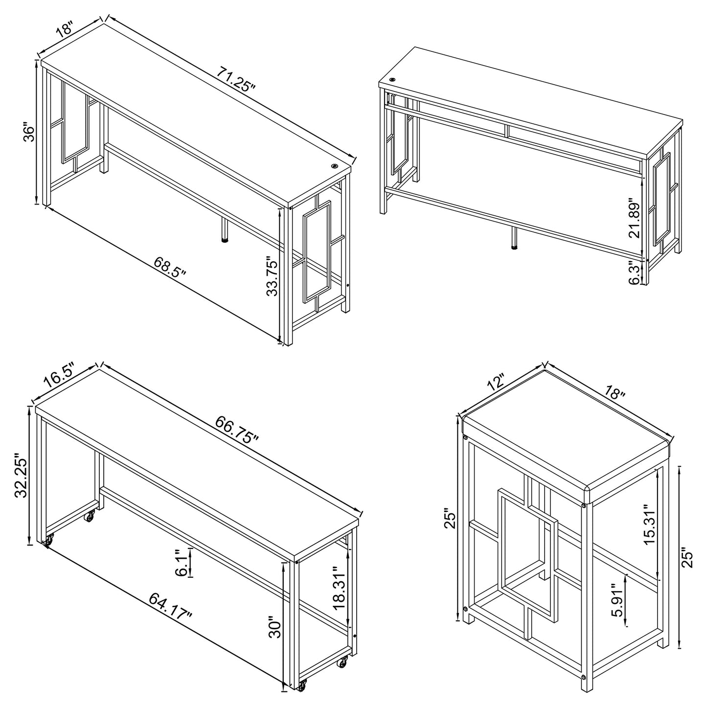 Jackson 5-piece Multipurpose Counter Height Table Set White and Chrome