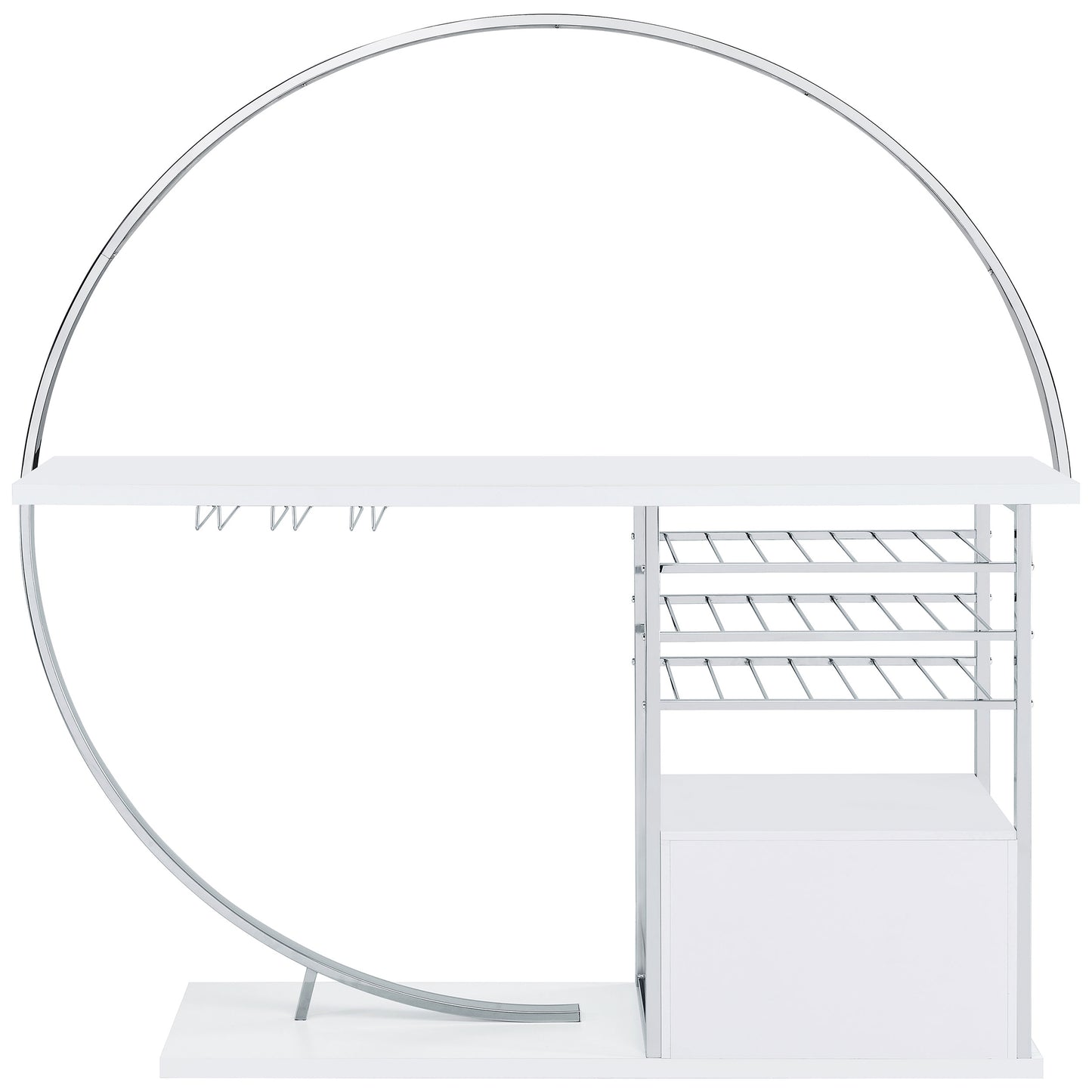 Risley 2-door Circular LED Home Bar with Wine Storage White High Gloss