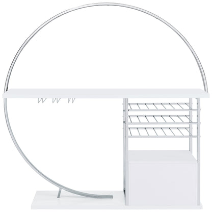 Risley 2-door Circular LED Home Bar with Wine Storage White High Gloss