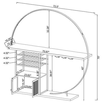 Risley 2-door Circular LED Home Bar with Wine Storage White High Gloss