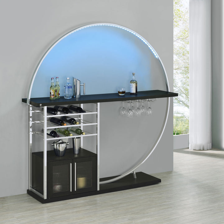 Risley 2-door Circular LED Home Bar with Wine Storage Dark Charcoal