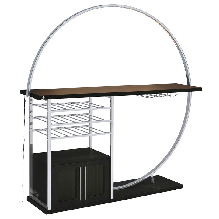 Risley 2-door Circular LED Home Bar with Wine Storage Dark Charcoal