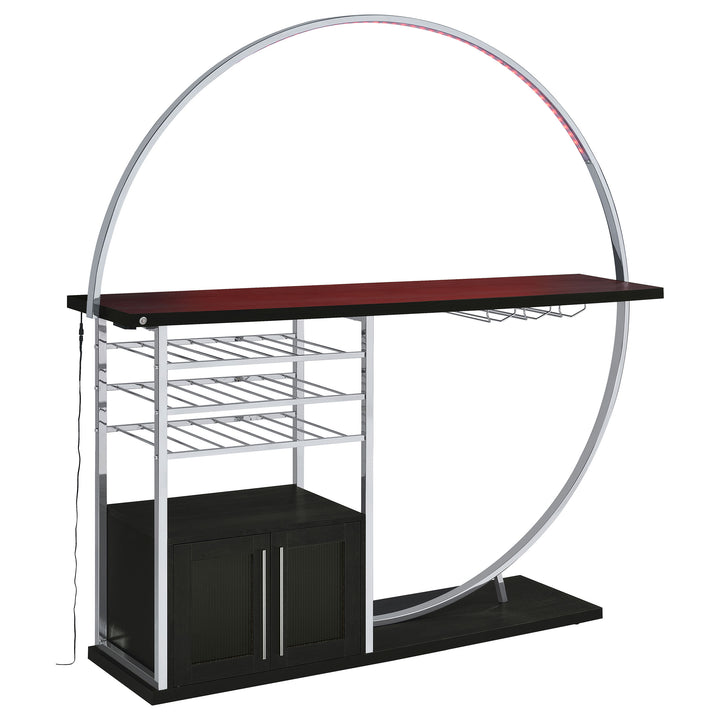 Risley 2-door Circular LED Home Bar with Wine Storage Dark Charcoal