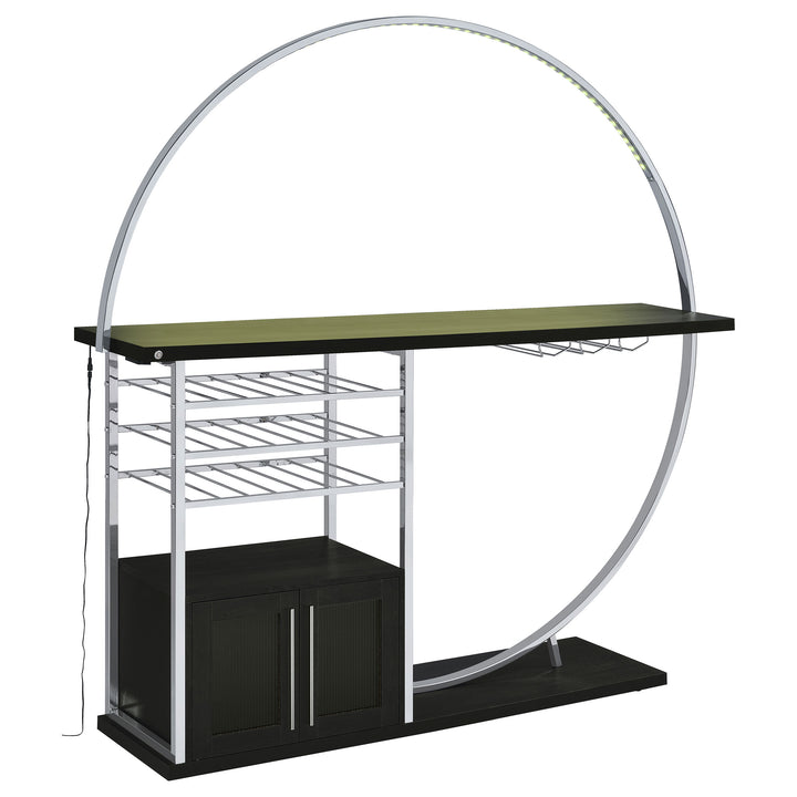 Risley 2-door Circular LED Home Bar with Wine Storage Dark Charcoal