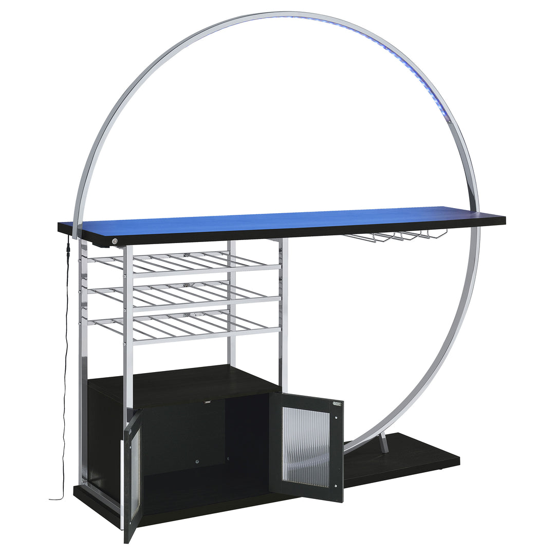 Risley 2-door Circular LED Home Bar with Wine Storage Dark Charcoal