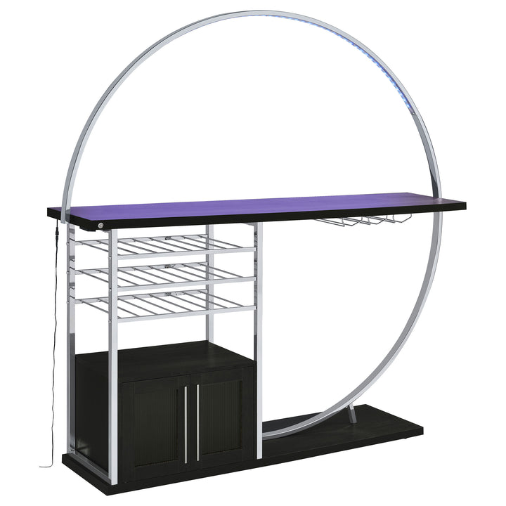 Risley 2-door Circular LED Home Bar with Wine Storage Dark Charcoal