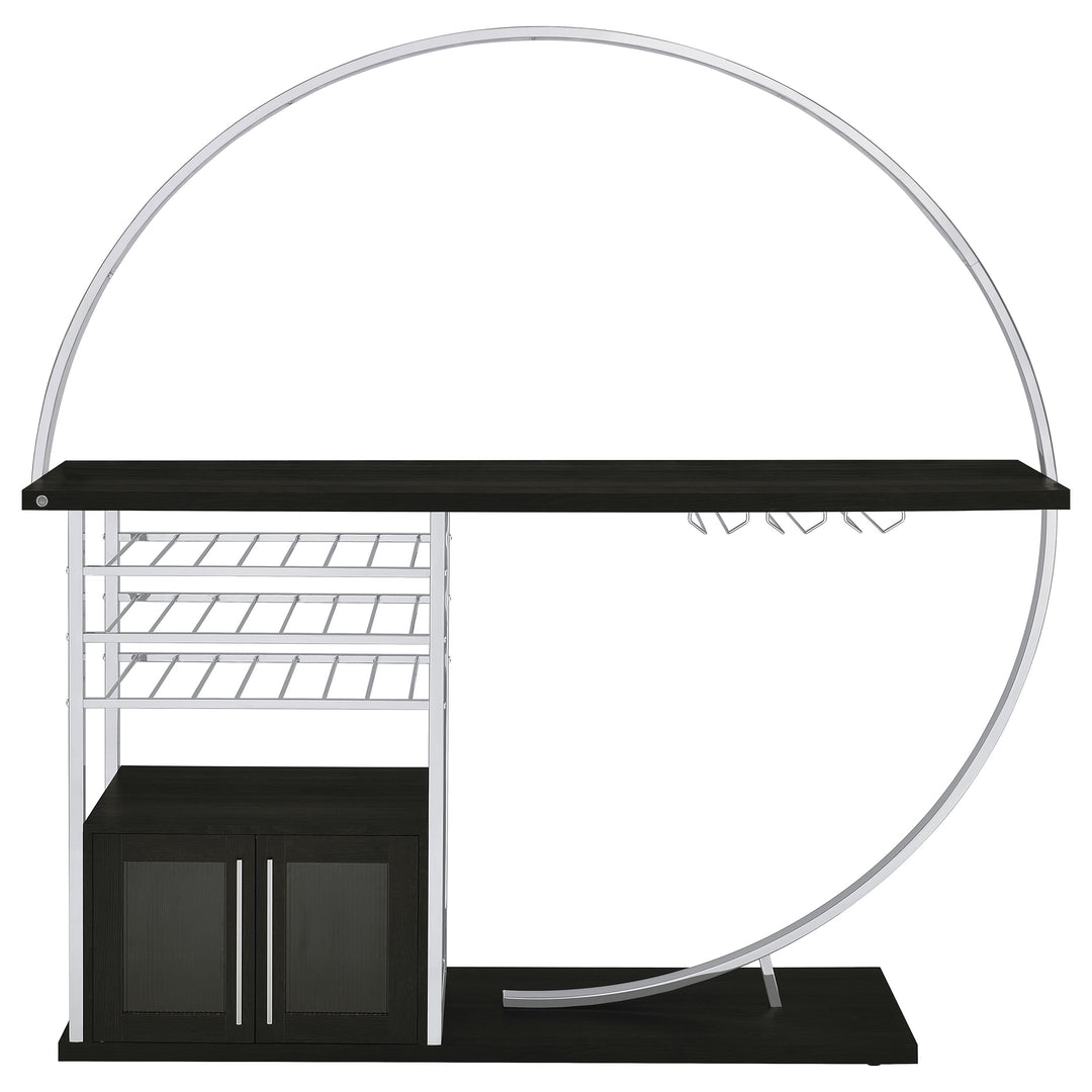 Risley 2-door Circular LED Home Bar with Wine Storage Dark Charcoal