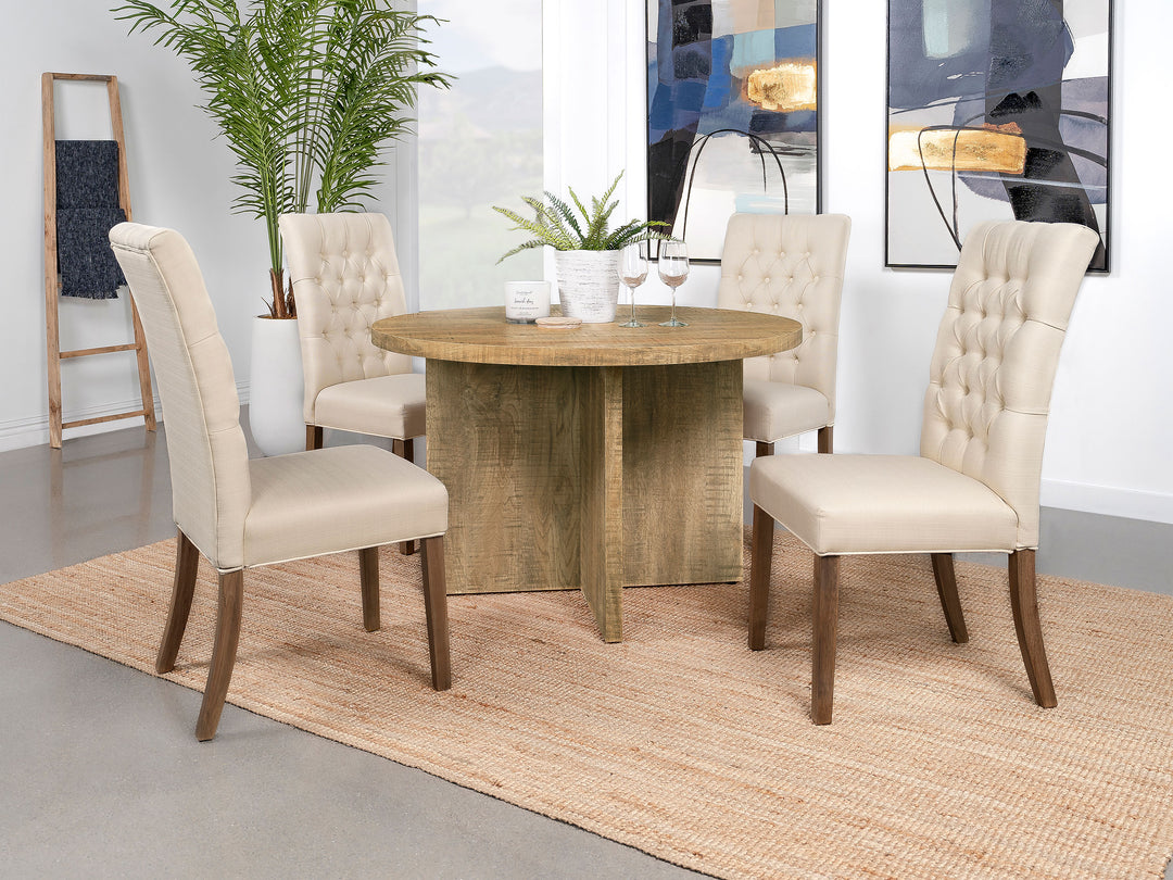 Jamestown Round Engineered Wood Dining Table with Decorative Laminate Mango Brown