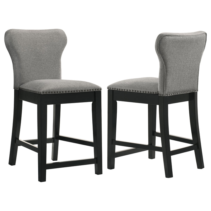 Rolando Upholstered Solid Back Counter Height Stools with Nailhead Trim (Set of 2) Grey and Black