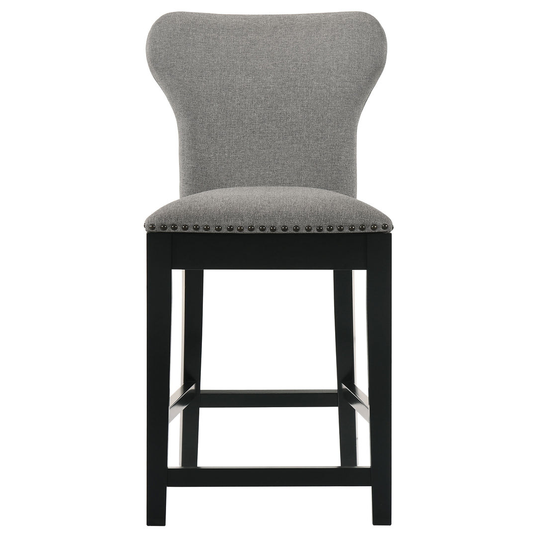 Rolando Upholstered Solid Back Counter Height Stools with Nailhead Trim (Set of 2) Grey and Black