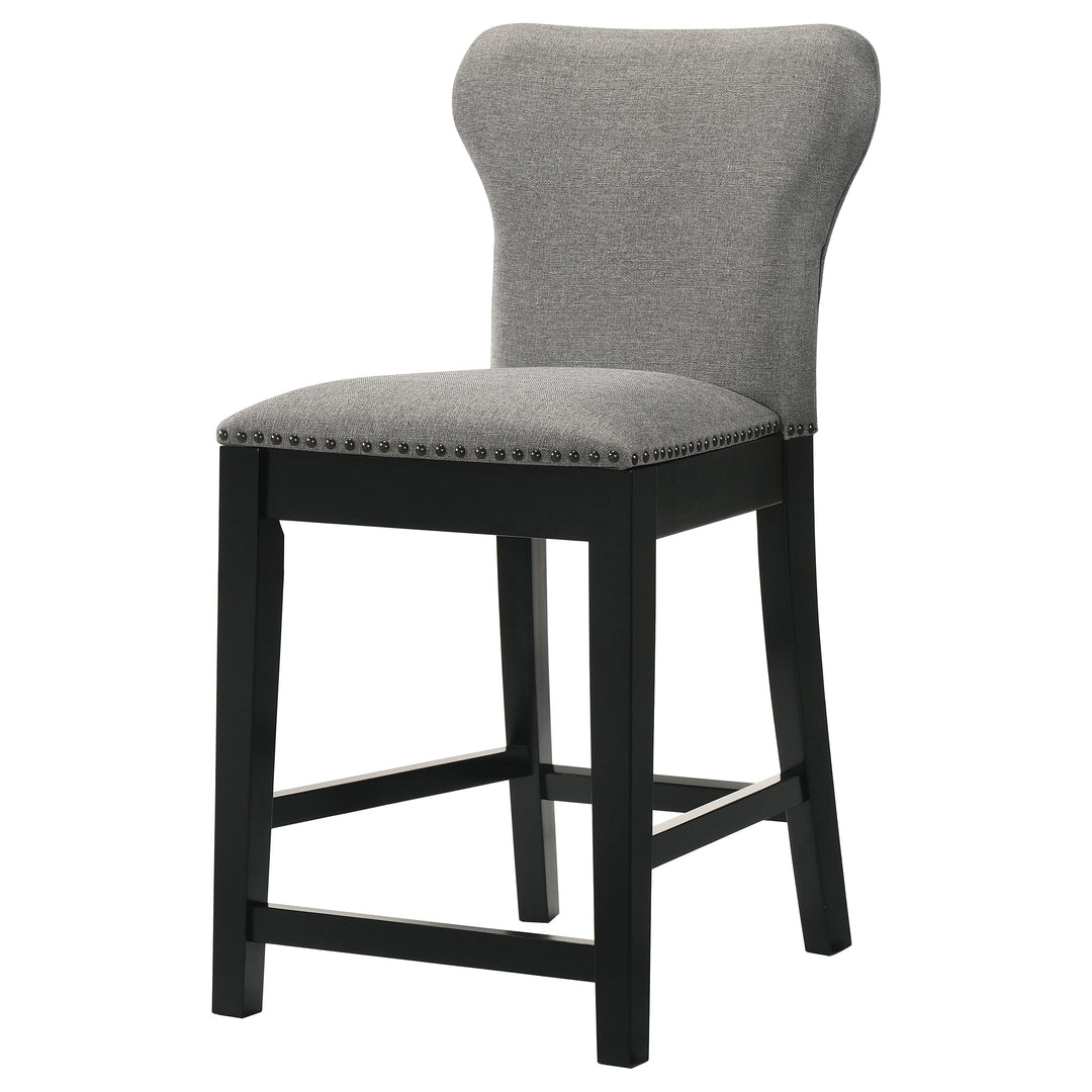 Rolando Upholstered Solid Back Counter Height Stools with Nailhead Trim (Set of 2) Grey and Black