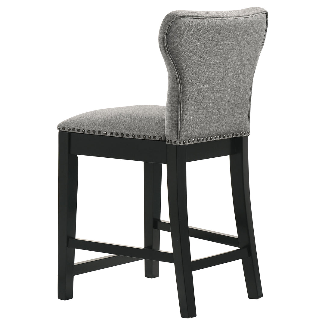 Rolando Upholstered Solid Back Counter Height Stools with Nailhead Trim (Set of 2) Grey and Black