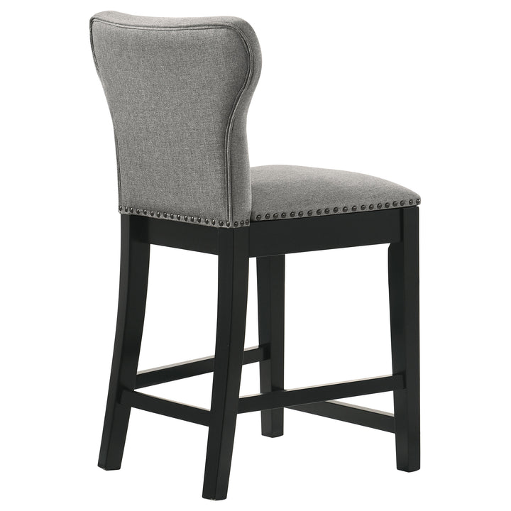 Rolando Upholstered Solid Back Counter Height Stools with Nailhead Trim (Set of 2) Grey and Black