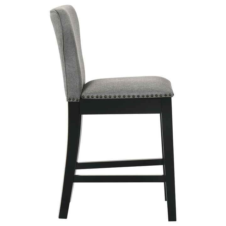 Rolando Upholstered Solid Back Counter Height Stools with Nailhead Trim (Set of 2) Grey and Black