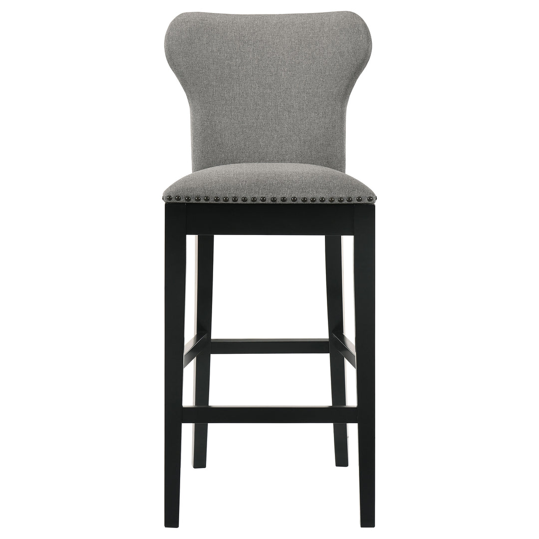 Rolando Upholstered Solid Back Bar Stools with Nailhead Trim (Set of 2) Grey and Black