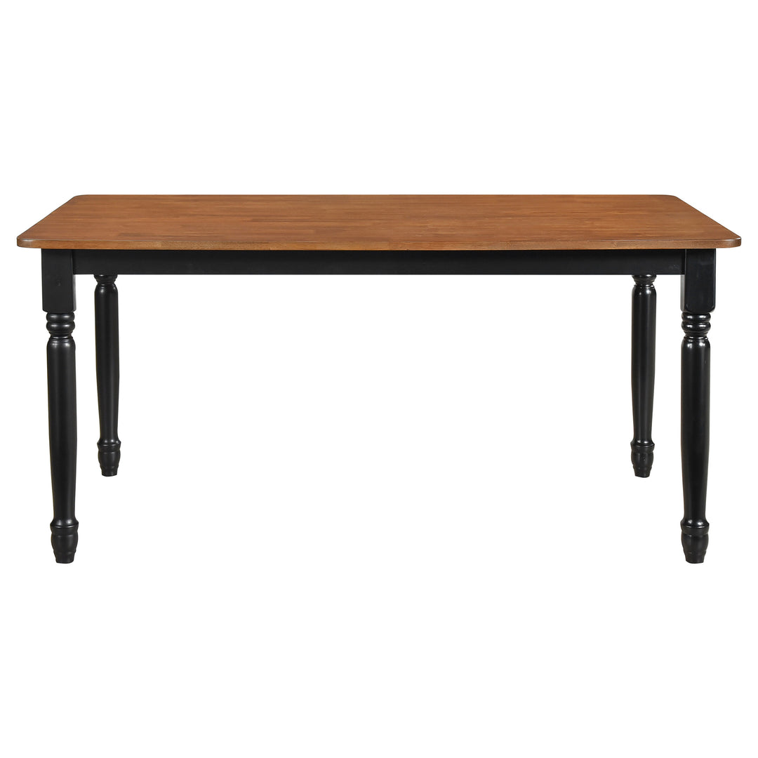 Hollyoak Farmhouse Rectangular Dining Table with Turned Legs Walnut and Black