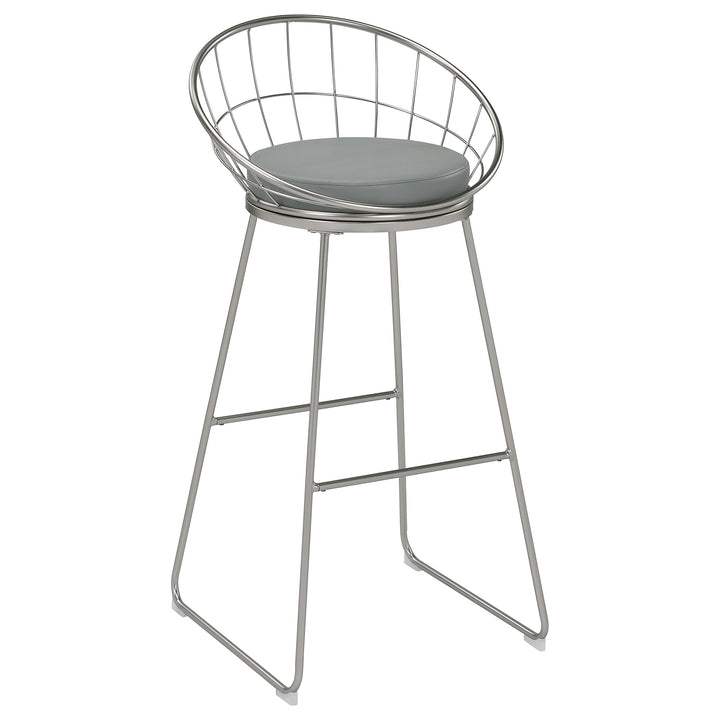 Glenbrook Padded Seat Bar Stools Grey and Satin Nickel (Set of 2)