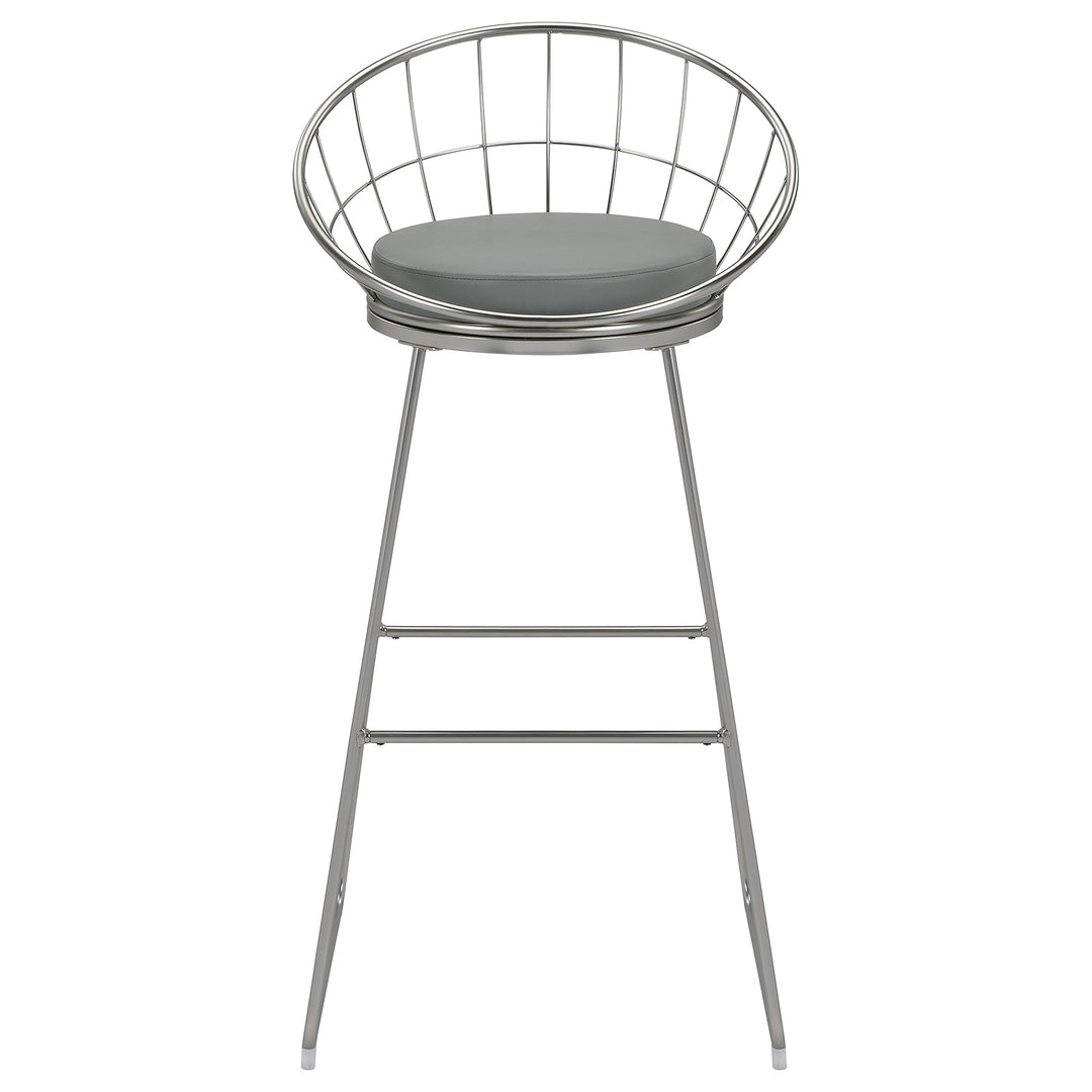 Glenbrook Padded Seat Bar Stools Grey and Satin Nickel (Set of 2)